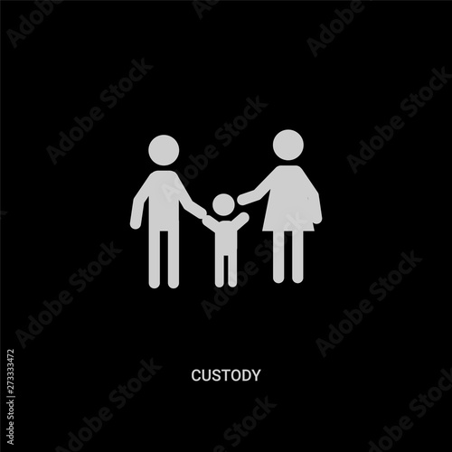 white custody vector icon on black background. modern flat custody from law and justice concept vector sign symbol can be use for web, mobile and logo.
