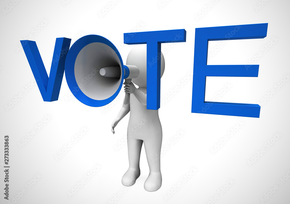 Vote concept icon means casting a choice in an election - 3d illustration Vote concept icon means casting a choice in an election - 3d illustration