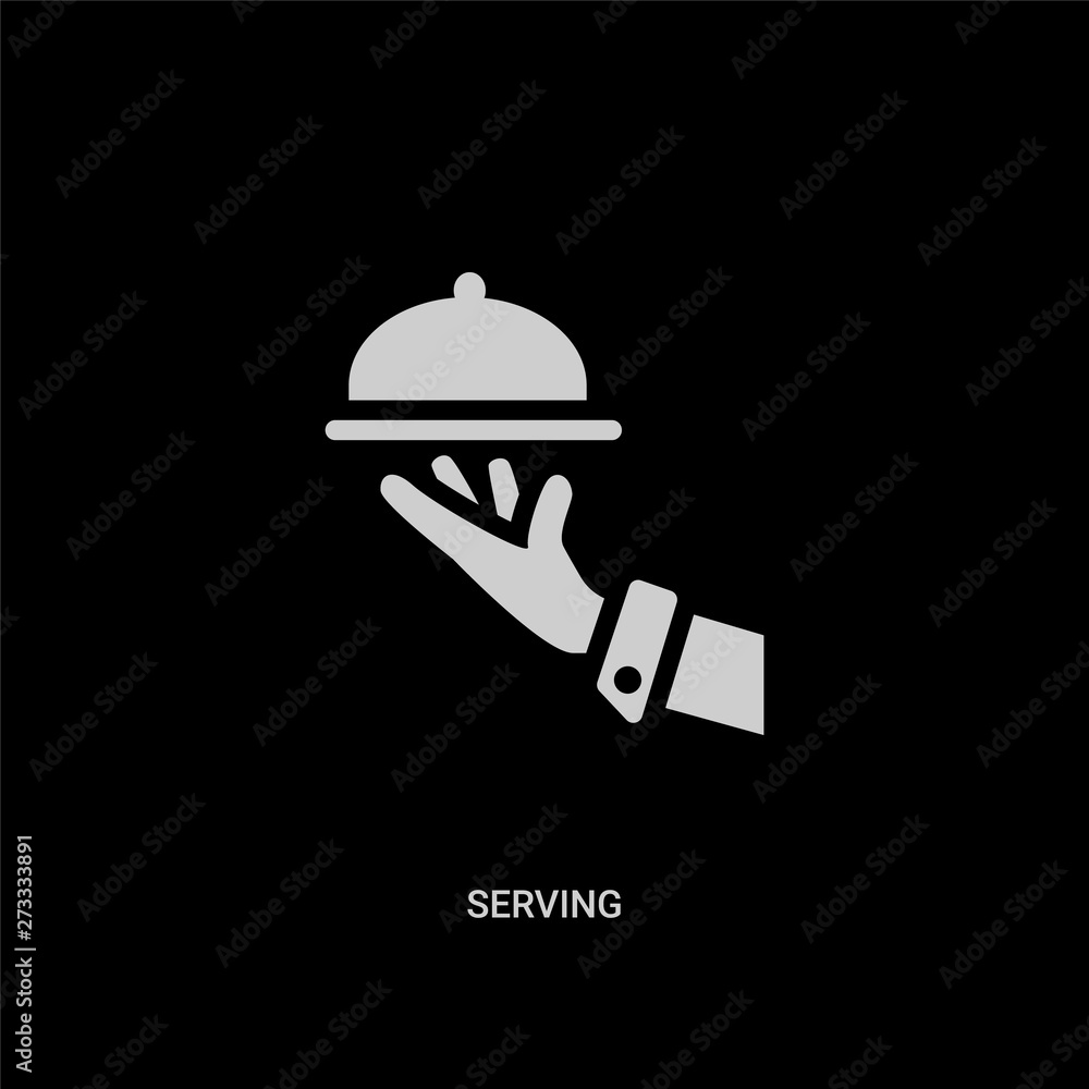 white serving vector icon on black background. modern flat serving from luxury concept vector sign symbol can be use for web, mobile and logo. white serving vector icon on black background. modern flat serving from luxury concept vector sign symbol can be use for web, mobile and logo.