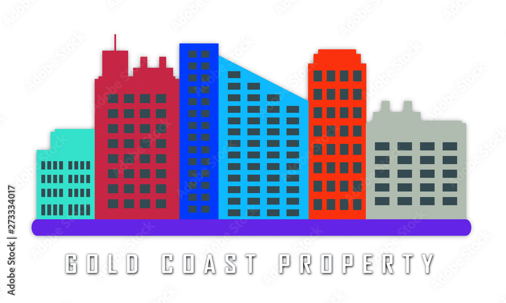 Gold Coast Property City Depicts Surfers Paradise Real Estate - 3d Illustration