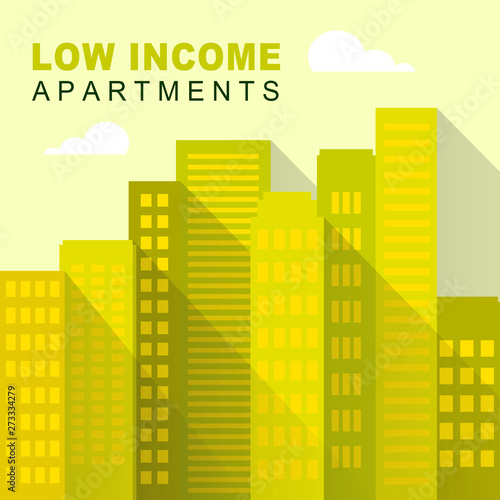 Low Income Apartments And Condos Cityscape Demonstrating High Rise Real Estate - 3d Illustration