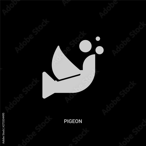 white pigeon vector icon on black background. modern flat pigeon from magic concept vector sign symbol can be use for web  mobile and logo.