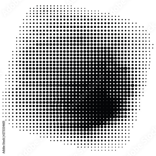 Halftone dots square frame in megaphone shape