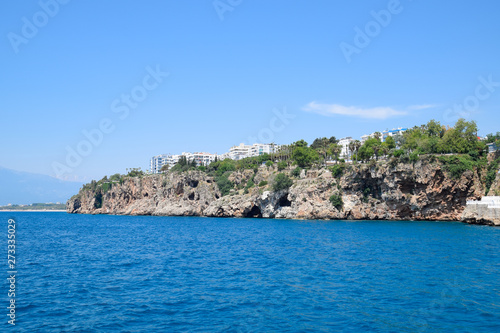 The coastline of Antalya, the landscape of the city of Antalya is a view of the coast and the sea.