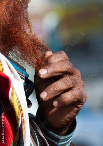 Asiri old man with red beard, Asir province, Al Farsha, Saudi Arabia photo