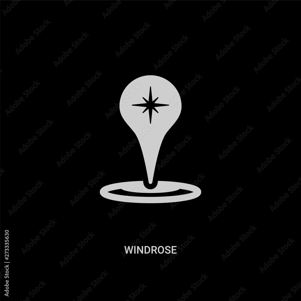 white windrose vector icon on black background. modern flat windrose from maps and locations concept vector sign symbol can be use for web, mobile and logo. white windrose vector icon on black background. modern flat windrose from maps and locations concept vector sign symbol can be use for web, mobile and logo.