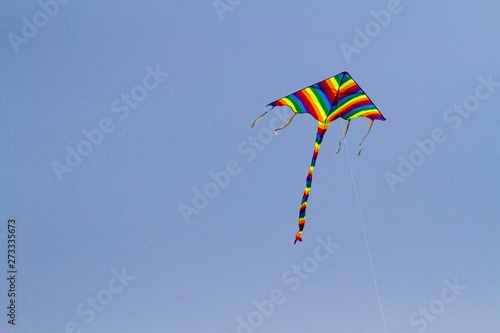 Children's favorite toy kite on windy days in spring