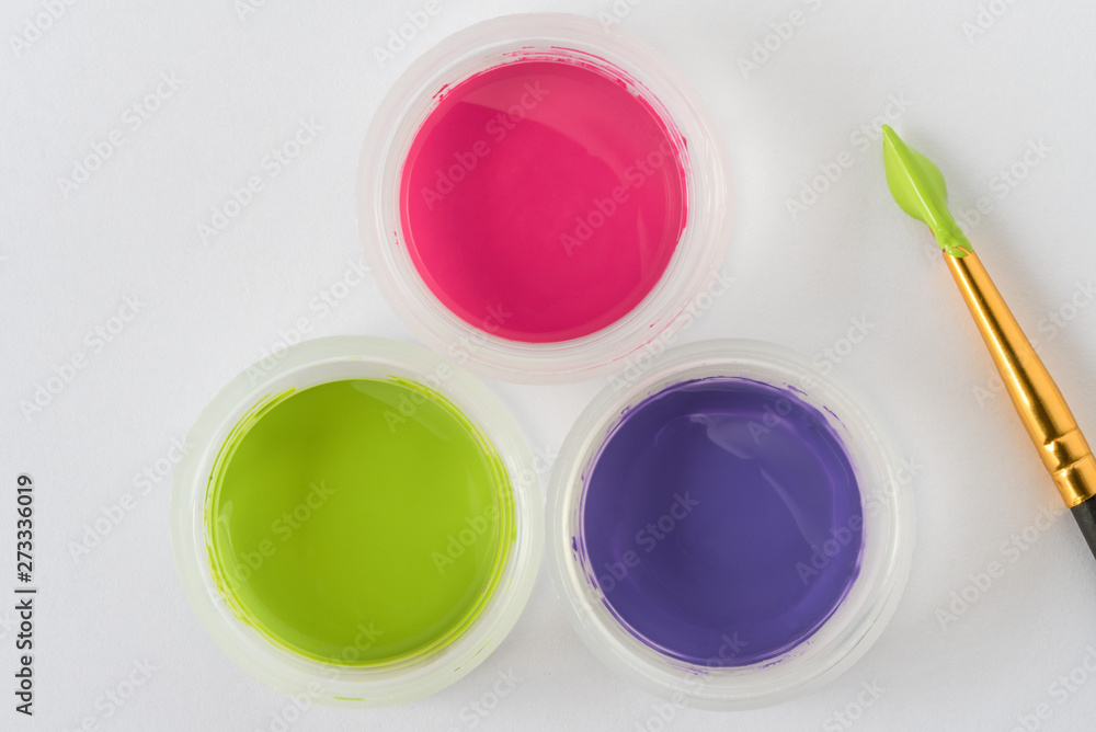 Pink, Purple, and Green Craft Paint