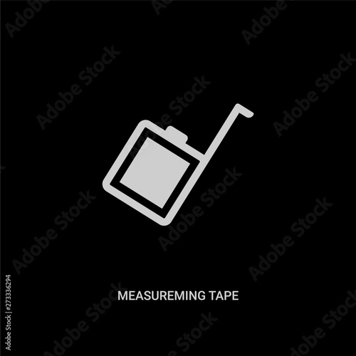 white measureming tape vector icon on black background. modern flat measureming tape from measurement concept vector sign symbol can be use for web, mobile and logo. photo