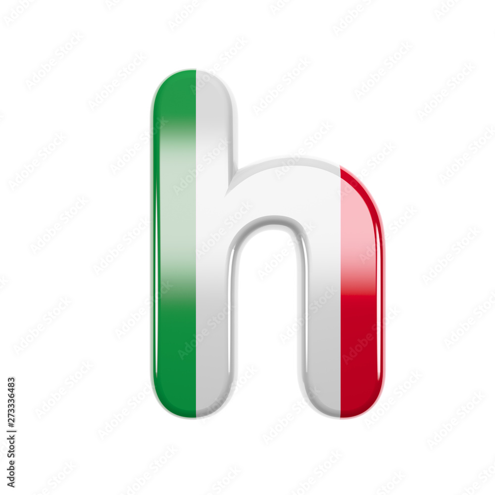 Italian letter H - Lower-case 3d Italy flag font - Suitable for Italy, Europe or Rome related subjects Italian letter H - Lower-case 3d Italy flag font - Suitable for Italy, Europe or Rome related subjects