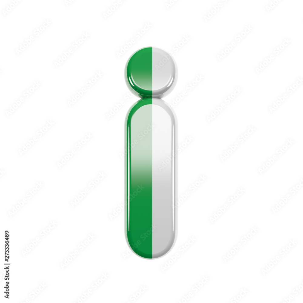 Italian letter I - Small 3d Italy flag font - Suitable for Italy, Europe or Rome related subjects