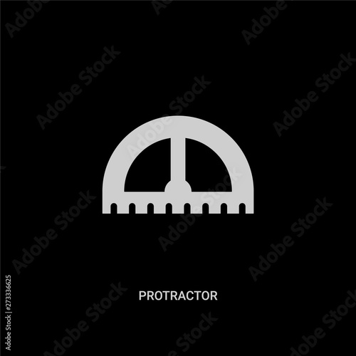 white protractor vector icon on black background. modern flat protractor from measurement concept vector sign symbol can be use for web, mobile and logo.