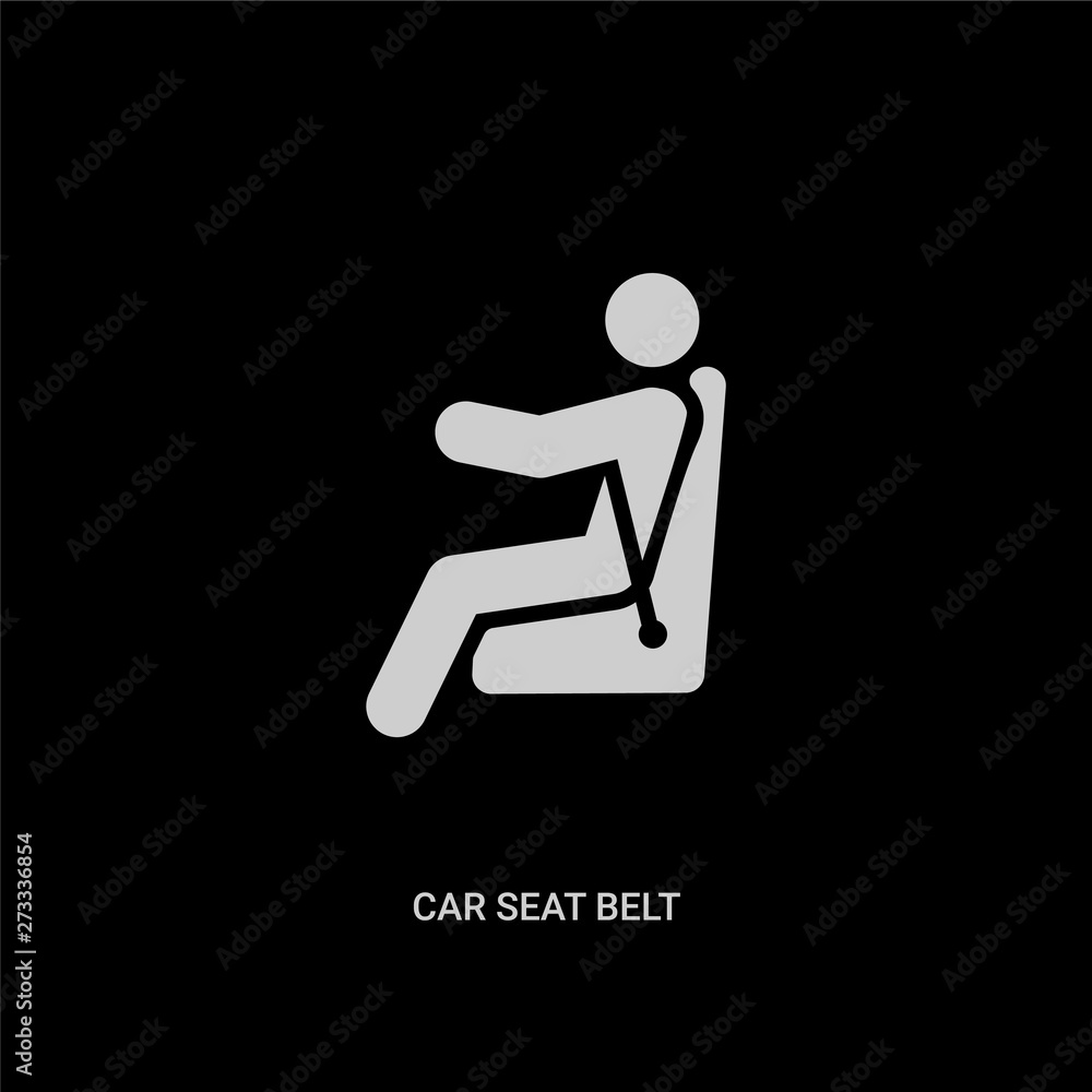 white car seat belt vector icon on black background. modern flat car ...