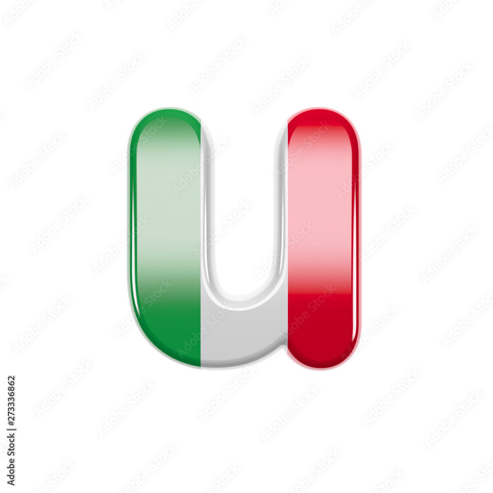 Italian letter U - Small 3d Italy flag font - Suitable for Italy, Europe or Rome related subjects