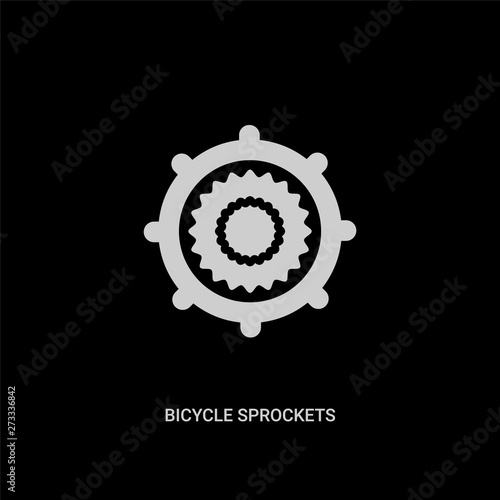 white bicycle sprockets vector icon on black background. modern flat bicycle sprockets from mechanicons concept vector sign symbol can be use for web, mobile and logo.