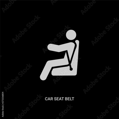 white car seat belt vector icon on black background. modern flat car seat belt from mechanicons concept vector sign symbol can be use for web, mobile and logo.