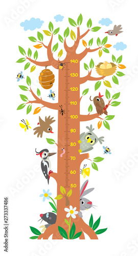 Fairy tree with animals meter wall or height chart