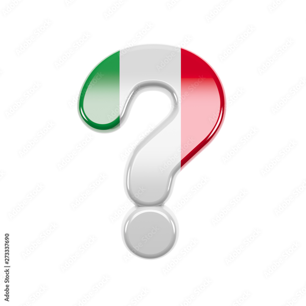 Italian interrogation point - 3d Italy flag symbol - Suitable for Italy, Europe or Rome related subjects Italian interrogation point - 3d Italy flag symbol - Suitable for Italy, Europe or Rome related subjects