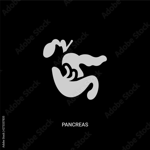 white pancreas vector icon on black background. modern flat pancreas from medical concept vector sign symbol can be use for web, mobile and logo.