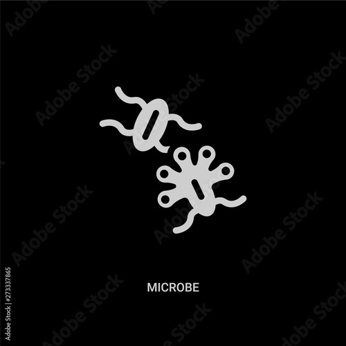white microbe vector icon on black background. modern flat microbe from medical concept vector sign symbol can be use for web, mobile and logo.