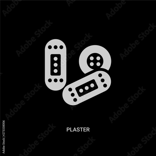 white plaster vector icon on black background. modern flat plaster from medical concept vector sign symbol can be use for web, mobile and logo.