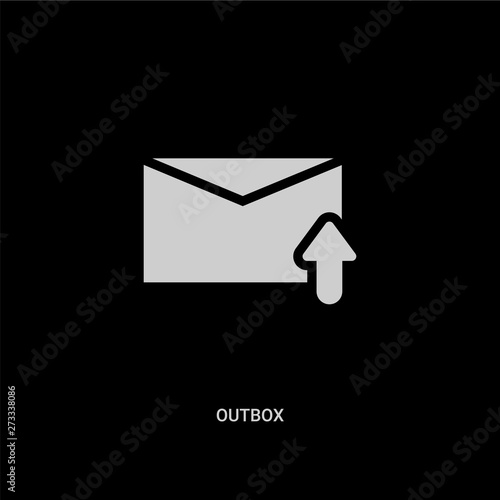 white outbox vector icon on black background. modern flat outbox from message concept vector sign symbol can be use for web, mobile and logo.