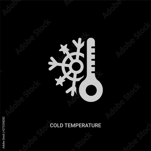 white cold temperature vector icon on black background. modern flat cold temperature from meteorology concept vector sign symbol can be use for web, mobile and logo.