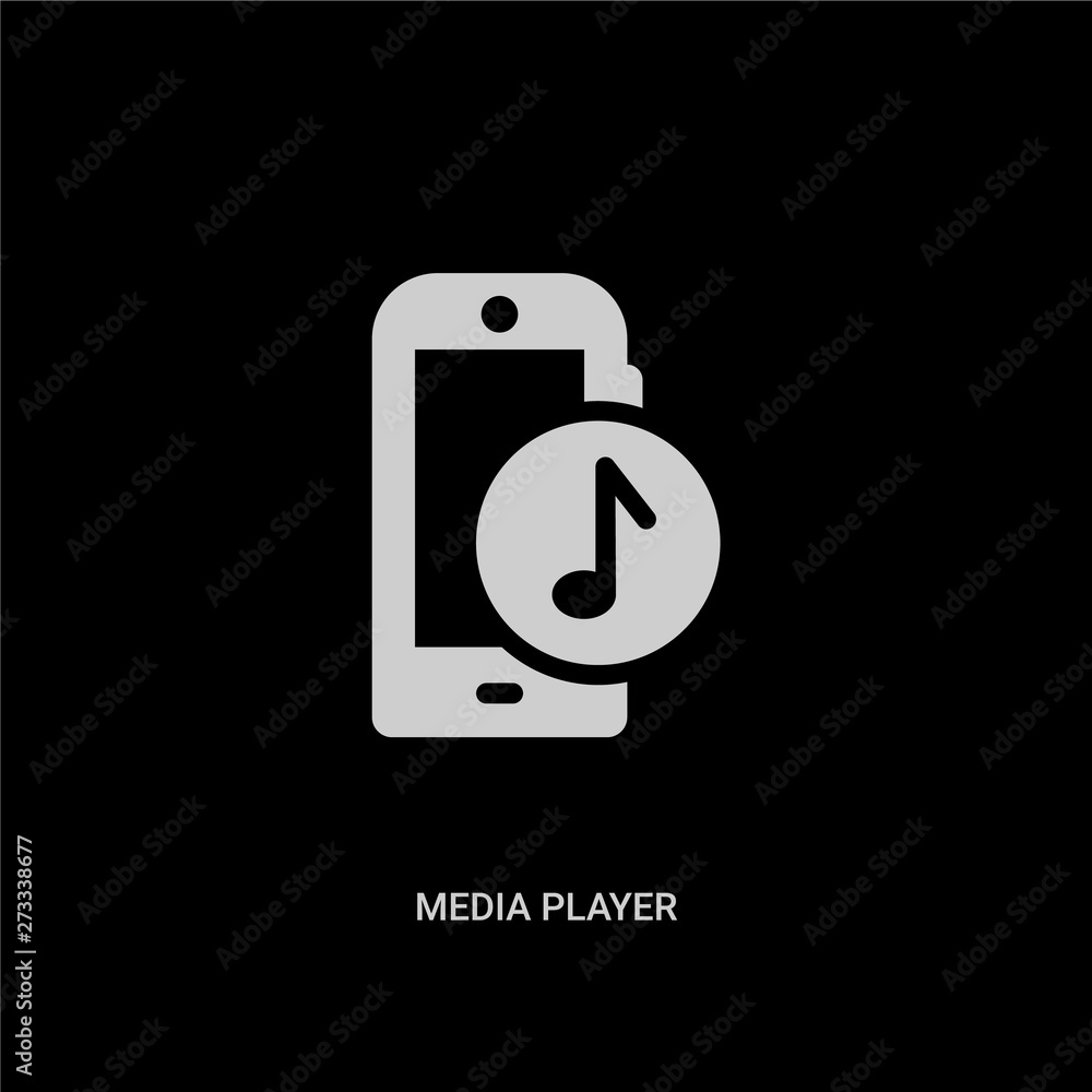 white media player vector icon on black background. modern flat media player from mobile app concept vector sign symbol can be use for web, mobile and logo. white media player vector icon on black background. modern flat media player from mobile app concept vector sign symbol can be use for web, mobile and logo.
