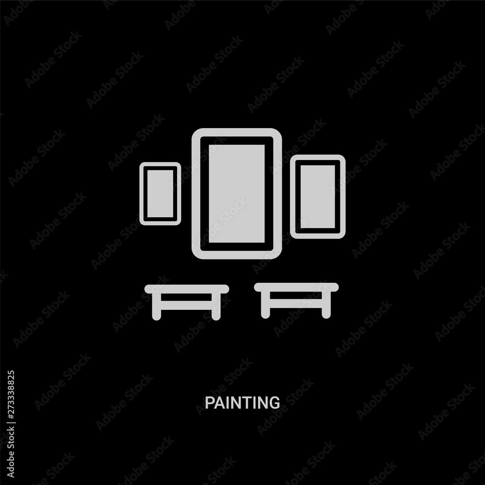 white painting vector icon on black background. modern flat painting from museum concept vector sign symbol can be use for web, mobile and logo. white painting vector icon on black background. modern flat painting from museum concept vector sign symbol can be use for web, mobile and logo.