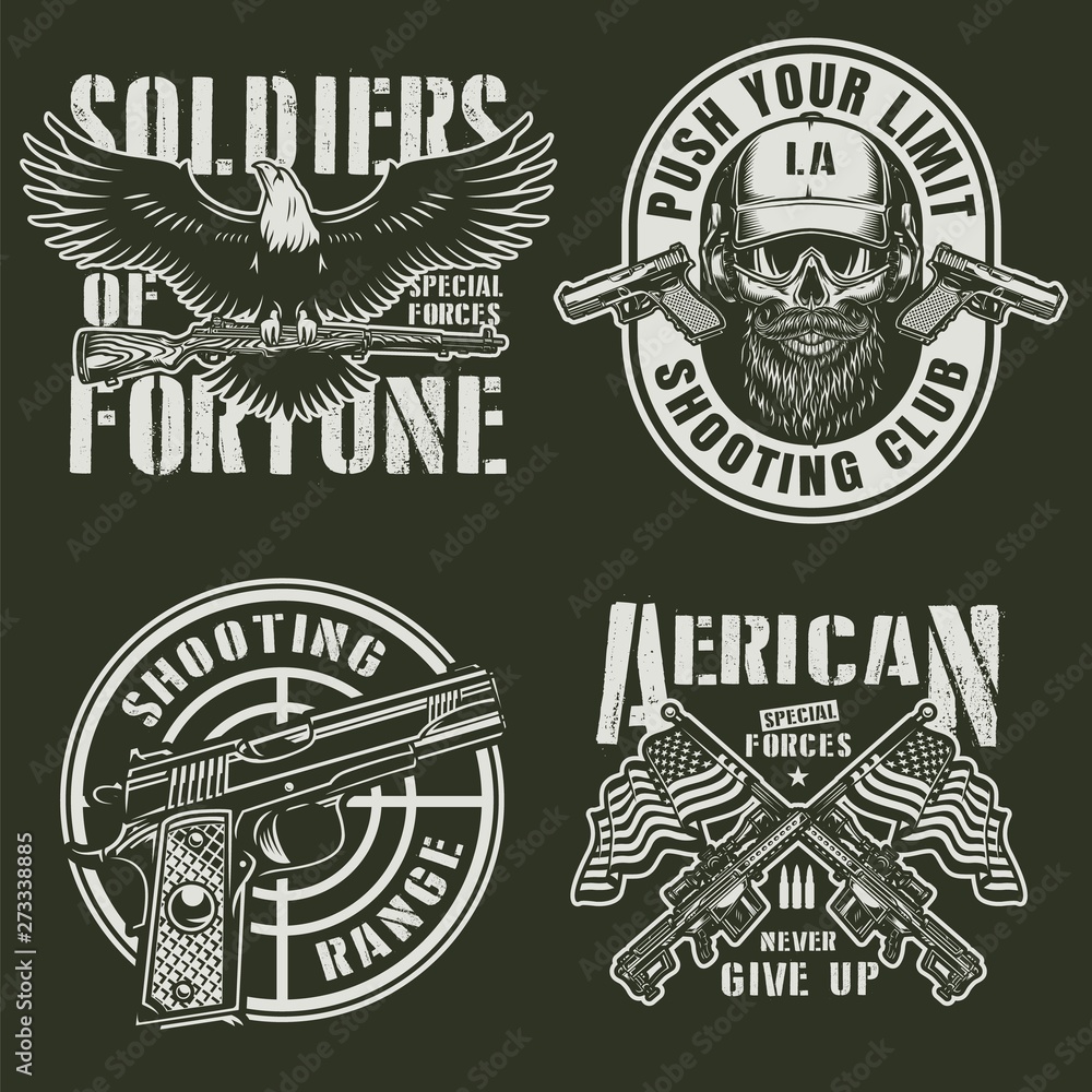 Fototapeta premium Vintage military emblems set