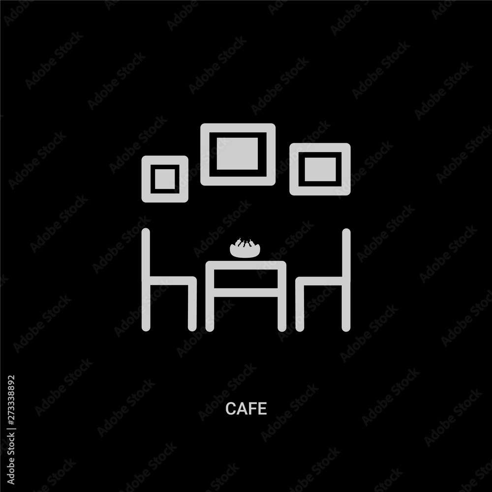 white cafe vector icon on black background. modern flat cafe from museum concept vector sign symbol can be use for web, mobile and logo. white cafe vector icon on black background. modern flat cafe from museum concept vector sign symbol can be use for web, mobile and logo.