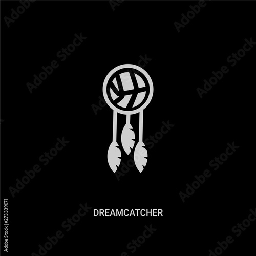 white dreamcatcher vector icon on black background. modern flat dreamcatcher from museum concept vector sign symbol can be use for web, mobile and logo.