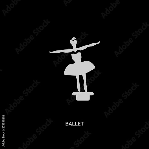 white ballet vector icon on black background. modern flat ballet from museum concept vector sign symbol can be use for web, mobile and logo.