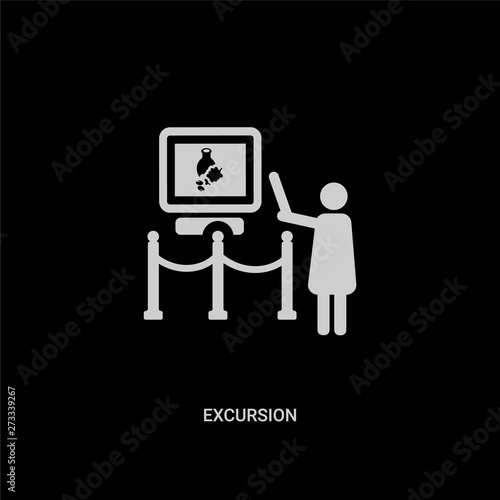 white excursion vector icon on black background. modern flat excursion from museum concept vector sign symbol can be use for web, mobile and logo. © Meth Mehr