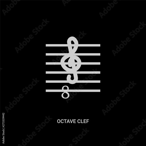 white octave clef vector icon on black background. modern flat octave clef from music and media concept vector sign symbol can be use for web, mobile and logo.
