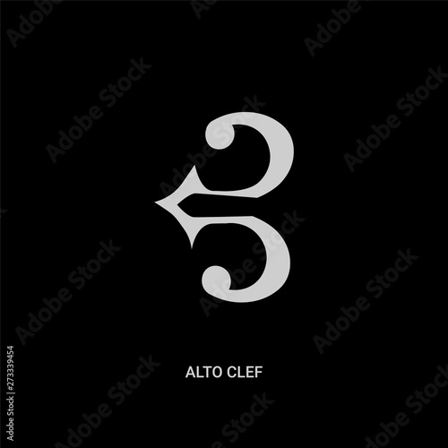 white alto clef vector icon on black background. modern flat alto clef from music and media concept vector sign symbol can be use for web, mobile and logo.