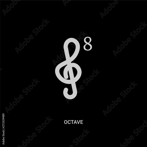 white octave vector icon on black background. modern flat octave from music and media concept vector sign symbol can be use for web, mobile and logo.