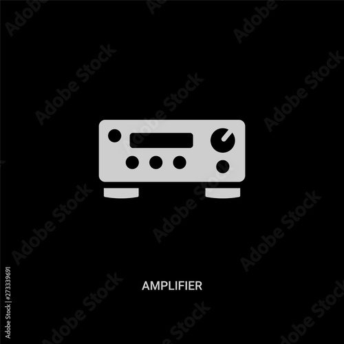 white amplifier vector icon on black background. modern flat amplifier from music and media concept vector sign symbol can be use for web, mobile and logo.
