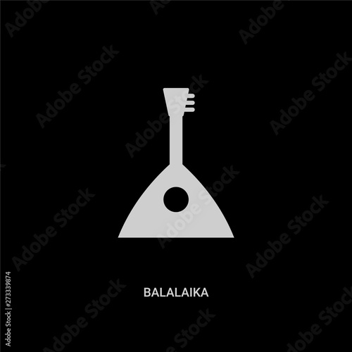 white balalaika vector icon on black background. modern flat balalaika from music and media concept vector sign symbol can be use for web, mobile and logo.
