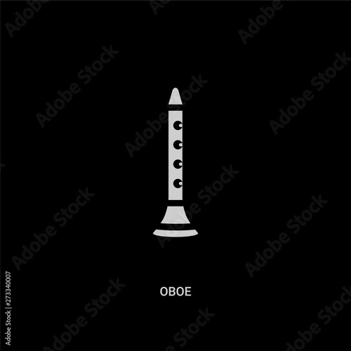 white oboe vector icon on black background. modern flat oboe from music and media concept vector sign symbol can be use for web, mobile and logo.