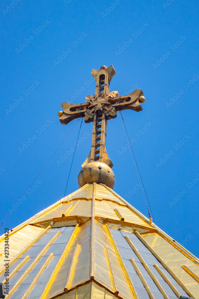 Cross on the dome of Sameba Georgia Tbilisi Holy Trinity cathedral Cross on the dome of Sameba Georgia Tbilisi Holy Trinity cathedral