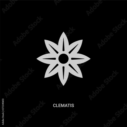 white clematis vector icon on black background. modern flat clematis from nature concept vector sign symbol can be use for web, mobile and logo.