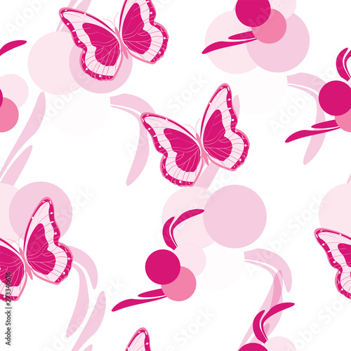seamless pattern with butterflies vector in pink colors
