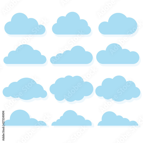 different shapes clouds set, vector illustration