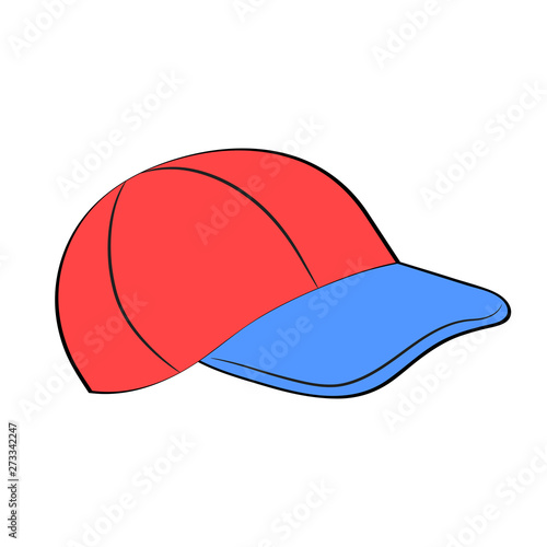 Baseball cap in flat cartoon style on white, stock vector illustration