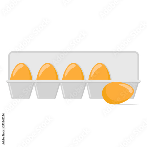 Chicken eggs in a tray on white, stock vector illustration