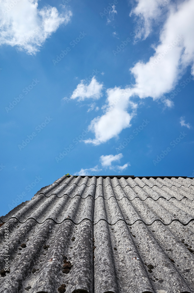 Roof made of carcinogenic asbestos tiles. Roof made of carcinogenic asbestos tiles.