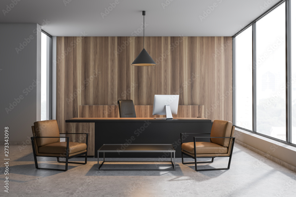 Fototapeta premium Wooden CEO office interior with armchairs