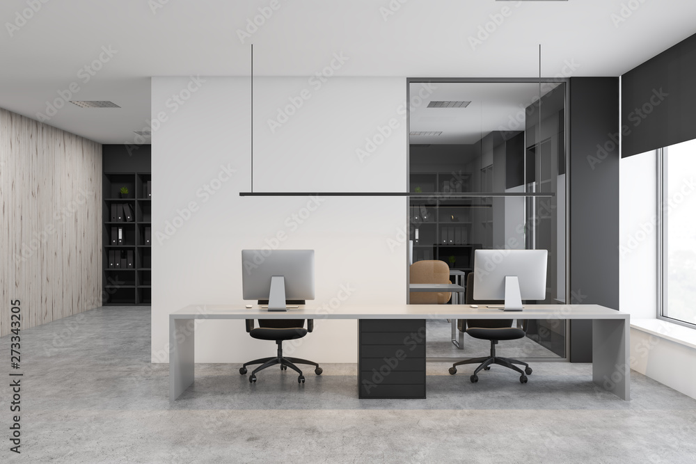 White and gray modern office interior White and gray modern office interior