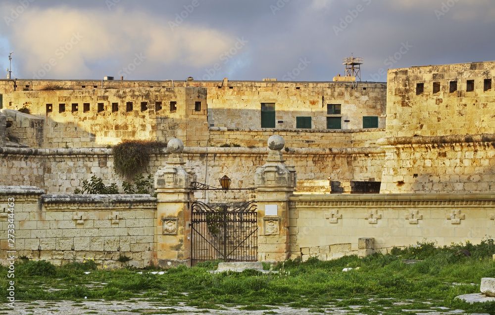 City walls in Valletta. Malta